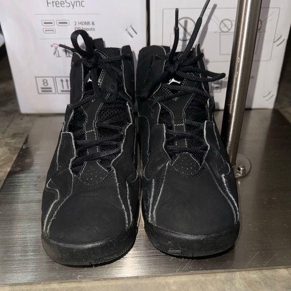 Jordan Nike 7s Black Suede Authentic Original Size 7Y Great Condition Pre-Owned - Picture 4 of 13